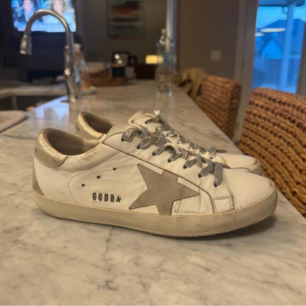 Golden Goose White and Gray Sneakers